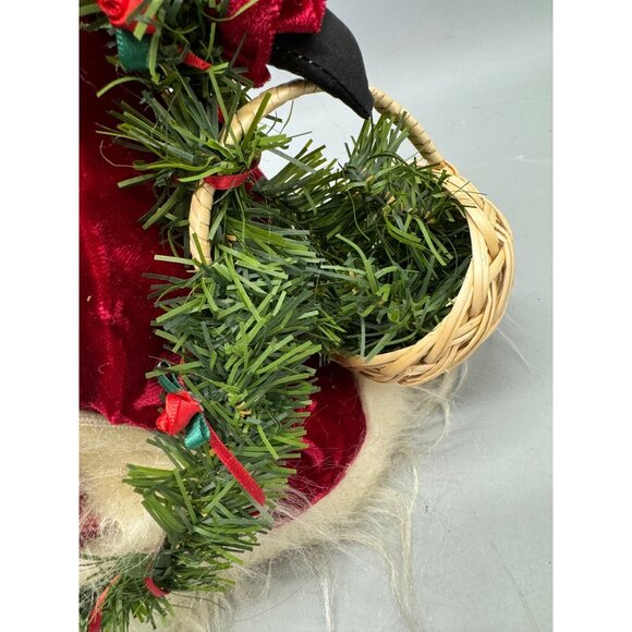 Santa Claus Figurine Faux Fur Beard & Velvet Robe Holding Christmas Tree READ - Picture 9 of 16